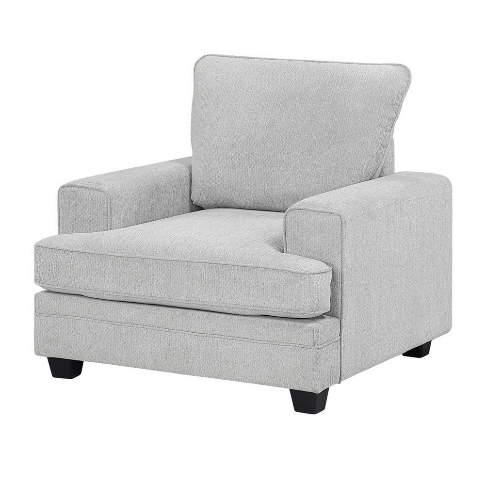 Rahi Accent Chair | Track Arms | Foam Seat | Stone Gray Chenille | Black