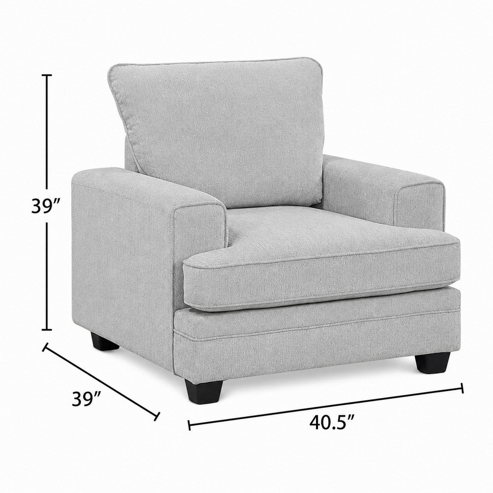Rahi Accent Chair | Track Arms | Foam Seat | Stone Gray Chenille | Black