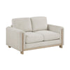 Swan Loveseat | Natural Brown Wood Frame | Beige Polyester | 59"