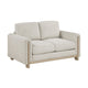 Swan Loveseat | Natural Brown Wood Frame | Beige Polyester | 59"