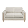 Swan Loveseat | Natural Brown Wood Frame | Beige Polyester | 59"