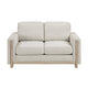 Swan Loveseat | Natural Brown Wood Frame | Beige Polyester | 59"