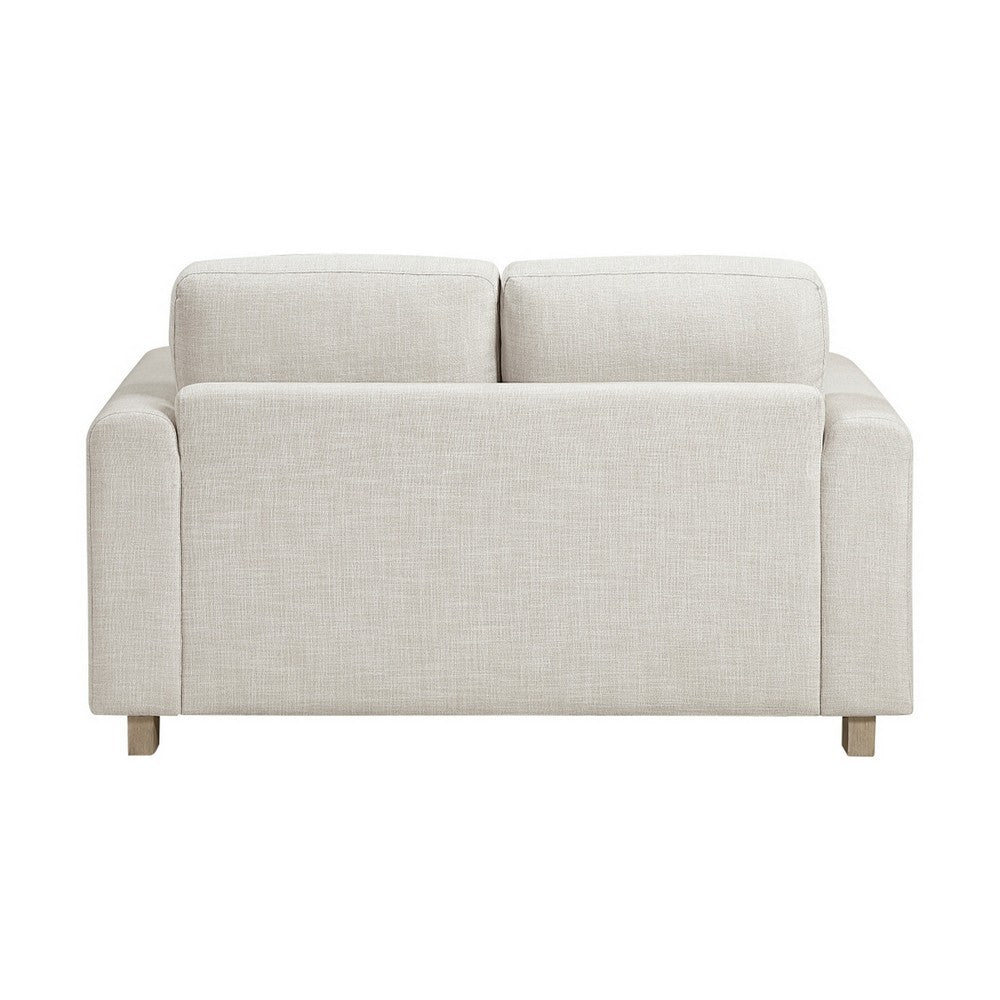 Swan Loveseat | Natural Brown Wood Frame | Beige Polyester | 59"