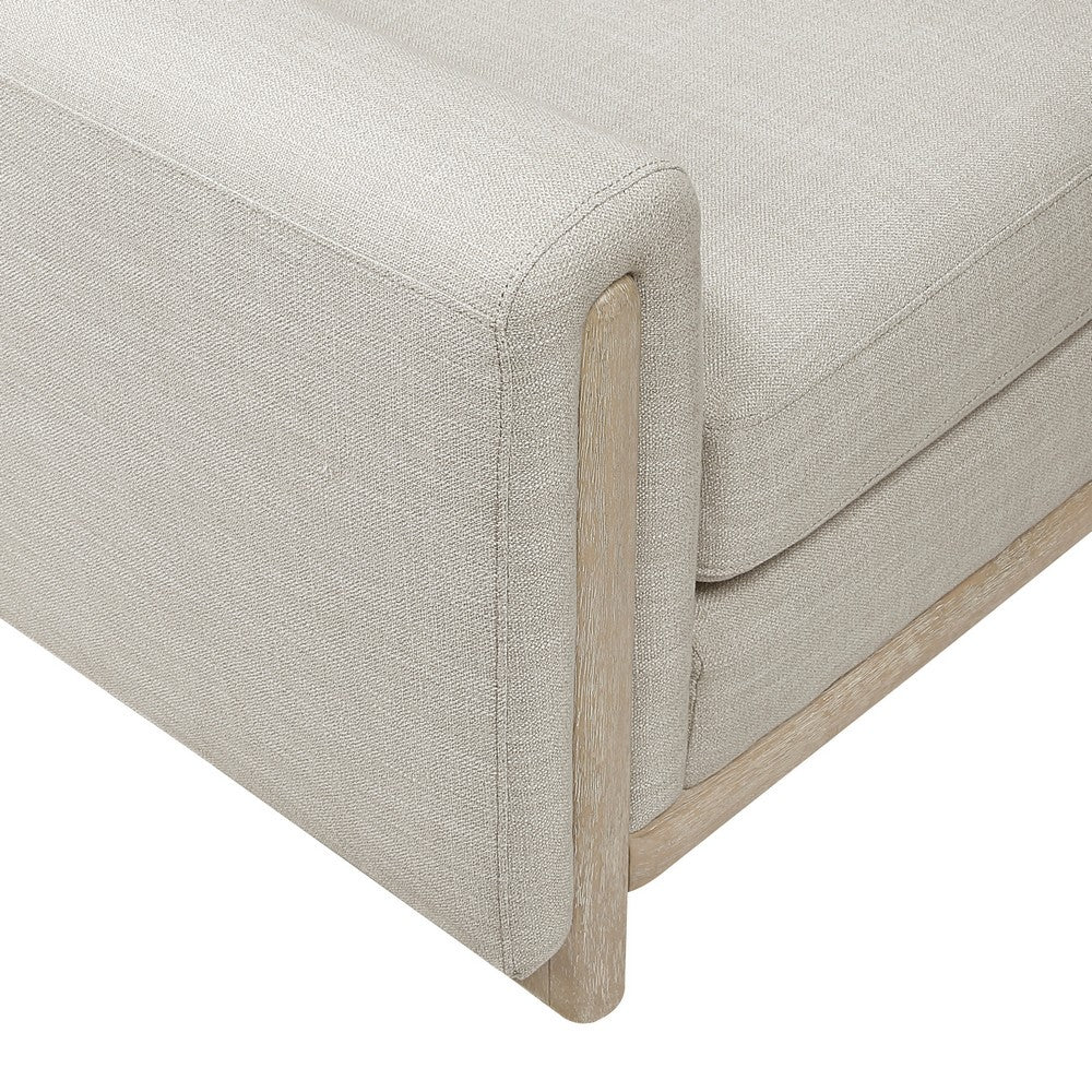 Swan Loveseat | Natural Brown Wood Frame | Beige Polyester | 59"