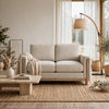 Swan Loveseat | Natural Brown Wood Frame | Beige Polyester | 59"
