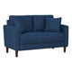 Yera Loveseat w 2 Pillows | Tufted Blue Fabric | Cherry Brown Wood | 52"