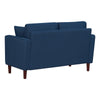 Yera Loveseat w 2 Pillows | Tufted Blue Fabric | Cherry Brown Wood | 52"