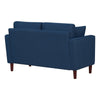 Yera Loveseat w 2 Pillows | Tufted Blue Fabric | Cherry Brown Wood | 52"