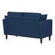 Yera Loveseat w 2 Pillows | Tufted Blue Fabric | Cherry Brown Wood | 52"