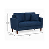 Yera Loveseat w 2 Pillows | Tufted Blue Fabric | Cherry Brown Wood | 52"