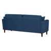 Yera Sofa w 2 Pillows | Tufted Blue Fabric | Cherry Brown Wood | 77"