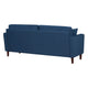 Yera Sofa w 2 Pillows | Tufted Blue Fabric | Cherry Brown Wood | 77"