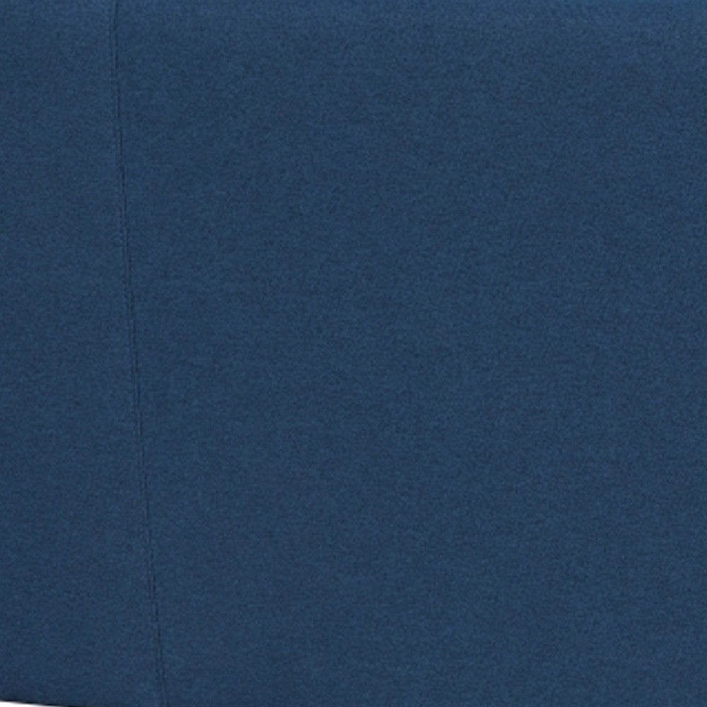 Yera Sofa w 2 Pillows | Tufted Blue Fabric | Cherry Brown Wood | 77"