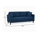 Yera Sofa w 2 Pillows | Tufted Blue Fabric | Cherry Brown Wood | 77"