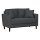 Yera Loveseat w 2 Pillows | Tufted Gray Seat | Cherry Brown Wood 52"