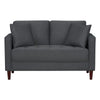 Yera Loveseat w 2 Pillows | Tufted Gray Seat | Cherry Brown Wood 52"