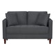 Yera Loveseat w 2 Pillows | Tufted Gray Seat | Cherry Brown Wood 52"