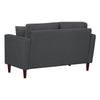 Yera Loveseat w 2 Pillows | Tufted Gray Seat | Cherry Brown Wood 52"