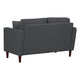 Yera Loveseat w 2 Pillows | Tufted Gray Seat | Cherry Brown Wood 52"