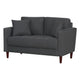 Yera Loveseat w 2 Pillows | Tufted Gray Seat | Cherry Brown Wood 52"