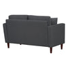 Yera Loveseat w 2 Pillows | Tufted Gray Seat | Cherry Brown Wood 52"