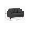 Yera Loveseat w 2 Pillows | Tufted Gray Seat | Cherry Brown Wood 52"