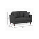 Yera Loveseat w 2 Pillows | Tufted Gray Seat | Cherry Brown Wood 52"