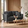 Yera Loveseat w 2 Pillows | Tufted Gray Seat | Cherry Brown Wood 52"