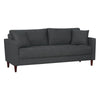 Yera Sofa w 2 Pillows | Tufted Gray Seat | Cherry Brown Wood 77"