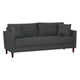 Yera Sofa w 2 Pillows | Tufted Gray Seat | Cherry Brown Wood 77"