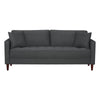 Yera Sofa w 2 Pillows | Tufted Gray Seat | Cherry Brown Wood 77"