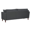 Yera Sofa w 2 Pillows | Tufted Gray Seat | Cherry Brown Wood 77"