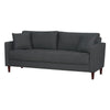Yera Sofa w 2 Pillows | Tufted Gray Seat | Cherry Brown Wood 77"