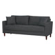 Yera Sofa w 2 Pillows | Tufted Gray Seat | Cherry Brown Wood 77"