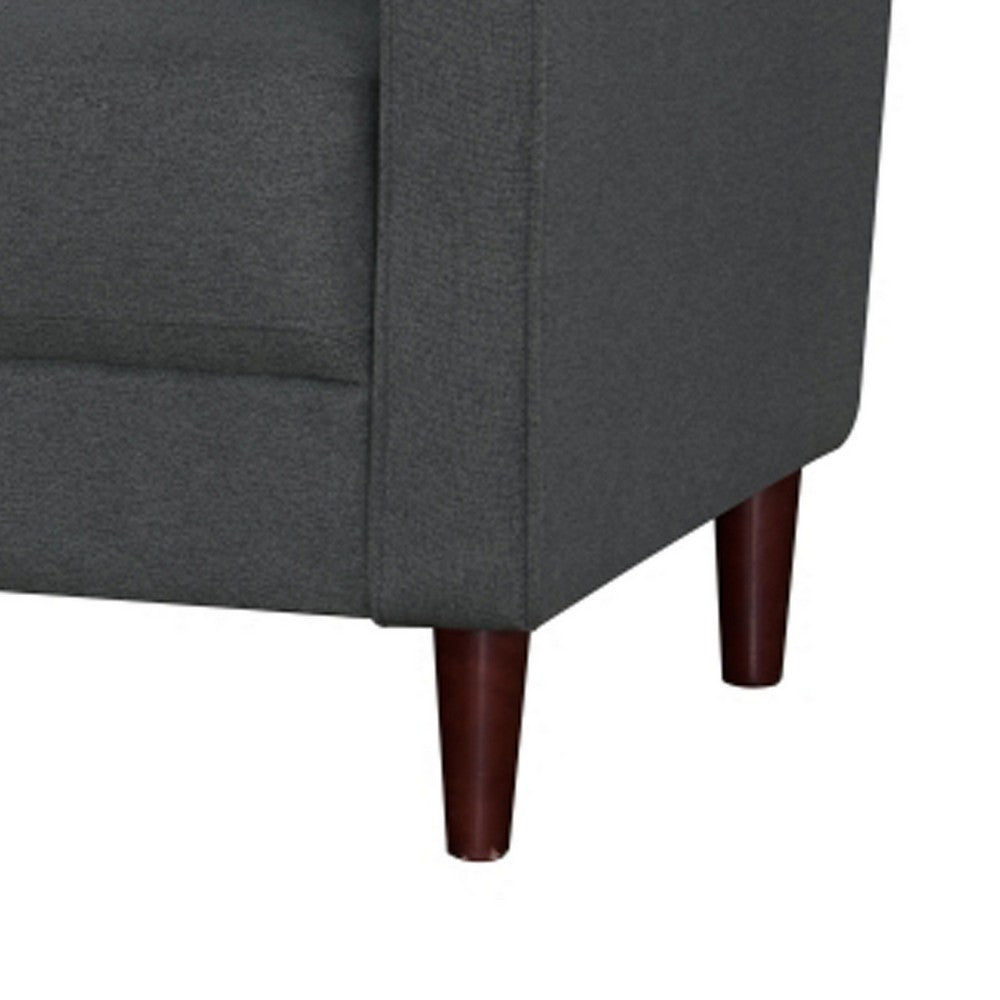 Yera Sofa w 2 Pillows | Tufted Gray Seat | Cherry Brown Wood 77"