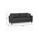 Yera Sofa w 2 Pillows | Tufted Gray Seat | Cherry Brown Wood 77"