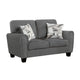 Loi Loveseat w 2 Pillows | Flared Arms | Dark Gray Chenille | Black 63"