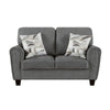 Loi Loveseat w 2 Pillows | Flared Arms | Dark Gray Chenille | Black 63"