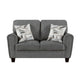 Loi Loveseat w 2 Pillows | Flared Arms | Dark Gray Chenille | Black 63"