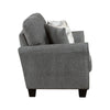 Loi Loveseat w 2 Pillows | Flared Arms | Dark Gray Chenille | Black 63"