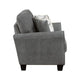 Loi Loveseat w 2 Pillows | Flared Arms | Dark Gray Chenille | Black 63"