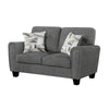 Loi Loveseat w 2 Pillows | Flared Arms | Dark Gray Chenille | Black 63"