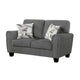 Loi Loveseat w 2 Pillows | Flared Arms | Dark Gray Chenille | Black 63"