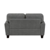 Loi Loveseat w 2 Pillows | Flared Arms | Dark Gray Chenille | Black 63"