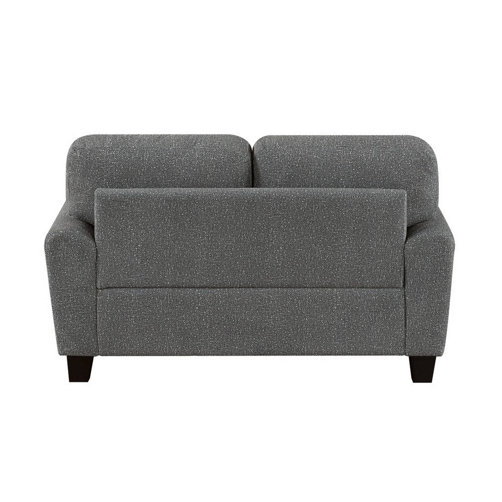 Loi Loveseat w 2 Pillows | Flared Arms | Dark Gray Chenille | Black 63"