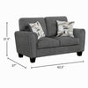 Loi Loveseat w 2 Pillows | Flared Arms | Dark Gray Chenille | Black 63"