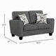 Loi Loveseat w 2 Pillows | Flared Arms | Dark Gray Chenille | Black 63"