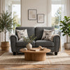 Loi Loveseat w 2 Pillows | Flared Arms | Dark Gray Chenille | Black 63"