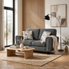 Loi Loveseat w 2 Pillows | Flared Arms | Dark Gray Chenille | Black 63"