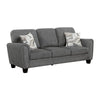 Loi Sofa w 2 Pillows | Flared Arms | Dark Gray Chenille | Black 85"